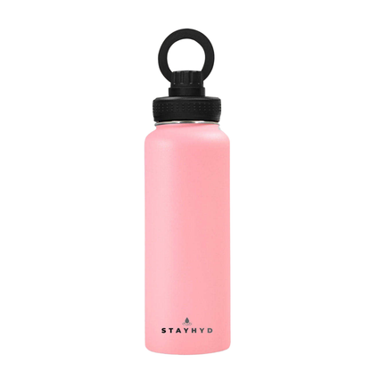 Double Wall Insulated Sports Water Bottle, 40 oz, Durable Design, Magnetic Phone Holder Lid